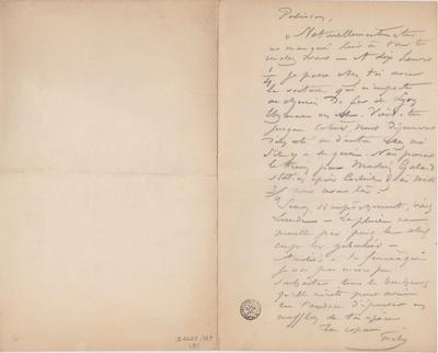 Lettre de Félicien Rops à [Léon] [Dommartin]. s.l., 0000/00/00. Bruxelles, Bibliothèque royale de Belgique, II/6655/469/30