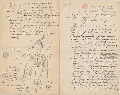 Lettre de Félicien Rops à [Léon?] [Dommartin?]. s.l., 0000/09/09. Bruxelles, Bibliothèque royale de Belgique, II/6655/469/32