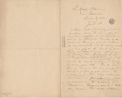 Lettre de Félicien Rops à [Léon] [Dommartin]. Corbeil-Essonnes, 0000/00/18. Bruxelles, Bibliothèque royale de Belgique, II/6655/469/37