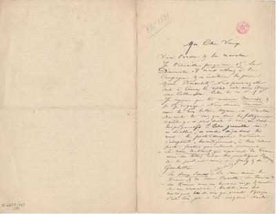 Lettre de Félicien Rops à [Léon?] [Dommartin?]. s.l., 1881/00/00. Bruxelles, Bibliothèque royale de Belgique, II/6655/469/38