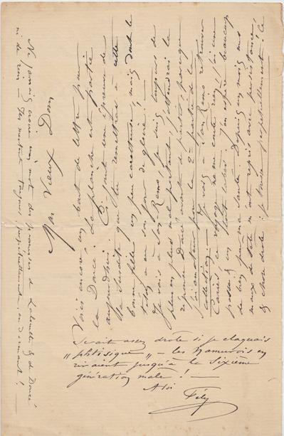 Lettre de Félicien Rops à [Léon] Dommartin. s.l., 0000/00/00. Bruxelles, Bibliothèque royale de Belgique, II/6655/469/39