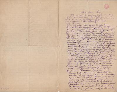 Lettre de Félicien Rops à Léon [Dommartin]. s.l., 0000/00/00. Bruxelles, Bibliothèque royale de Belgique, II/6655/469/41