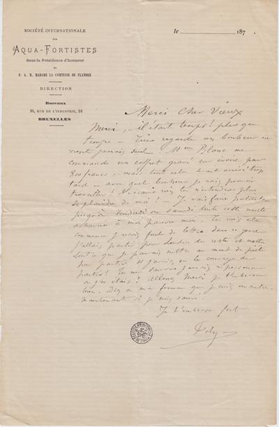 Lettre de Félicien Rops à [Léon?] [Dommartin?]. s.l., 0000/00/00. Bruxelles, Bibliothèque royale de Belgique, II/6655/469/60