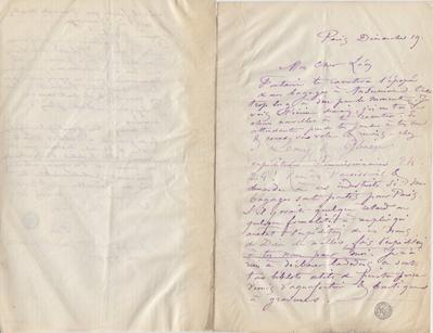 Lettre de Félicien Rops à Léon [Dommartin]. Paris, 0000/00/19. Bruxelles, Bibliothèque royale de Belgique, II/6655/469/61