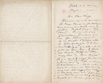 Lettre de Félicien Rops à [Léon] [Dommartin]. Heyst, 0000/10/05. Bruxelles, Bibliothèque royale de Belgique, II/6655/469/68