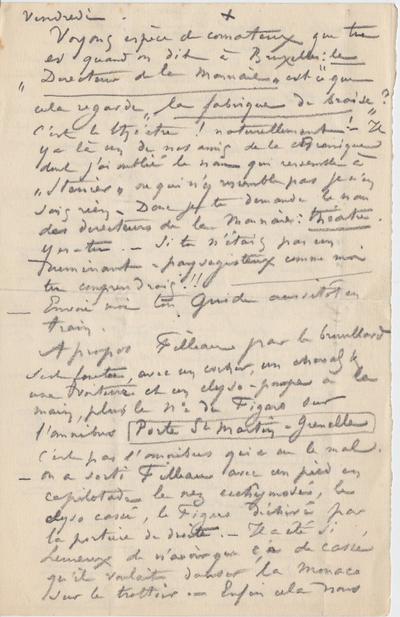 Fragment de Félicien Rops à [Léon] [Dommartin]. s.l., 0000/00/00. Bruxelles, Bibliothèque royale de Belgique, II/6655/469/7