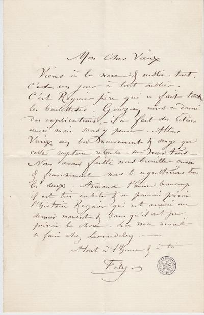 Lettre de Félicien Rops à [Léon] [Dommartin]. s.l., 0000/00/00. Bruxelles, Bibliothèque royale de Belgique, II/6655/469/70
