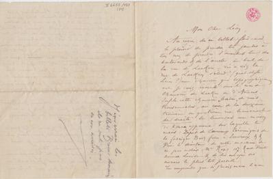 Lettre de Félicien Rops à Léon [Dommartin]. s.l., 0000/00/00. Bruxelles, Bibliothèque royale de Belgique, II/6655/469/71