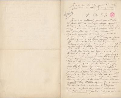 Lettre de Félicien Rops à [Léon] [Dommartin]. s.l., 0000/00/00. Bruxelles, Bibliothèque royale de Belgique, II/6655/469/72