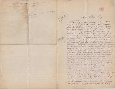 Lettre de Félicien Rops à Léon [Dommartin]. s.l., 0000/00/00. Bruxelles, Bibliothèque royale de Belgique, II/6655/469/73