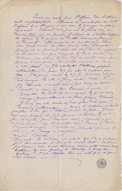Lettre de Félicien Rops à [Léon?] [Dommartin?]. s.l., 0000/00/00. Bruxelles, Bibliothèque royale de Belgique, II/6655/469/76