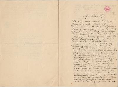 Lettre de Félicien Rops à Léon [Dommartin]. s.l., 0000/00/00. Bruxelles, Bibliothèque royale de Belgique, II/6655/469/78