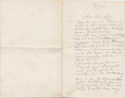 Lettre de Félicien Rops à Léon [Dommartin]. Tergnier, 0000/00/00. Bruxelles, Bibliothèque royale de Belgique, II/6655/469/8