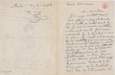 Lettre de Félicien Rops à [Léon] Dommartin. s.l., 0000/00/00. Bruxelles, Bibliothèque royale de Belgique, II/6655/469/81
