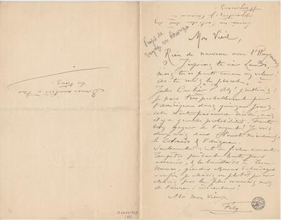 Lettre de Félicien Rops à [Léon?] [Dommartin?]. s.l., 0000/00/00. Bruxelles, Bibliothèque royale de Belgique, II/6655/469/82