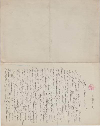 Lettre de Félicien Rops à [Léon?] [Dommartin?]. s.l., 0000/00/00. Bruxelles, Bibliothèque royale de Belgique, II/6655/469/88