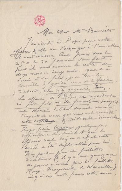 Lettre de Félicien Rops à Inconnu. s.l., 0000/00/00. Bruxelles, Bibliothèque royale de Belgique, II/6655/469/89