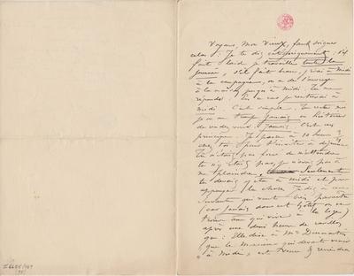 Lettre de Félicien Rops à [Léon?] [Dommartin?]. s.l., 0000/00/00. Bruxelles, Bibliothèque royale de Belgique, II/6655/469/95