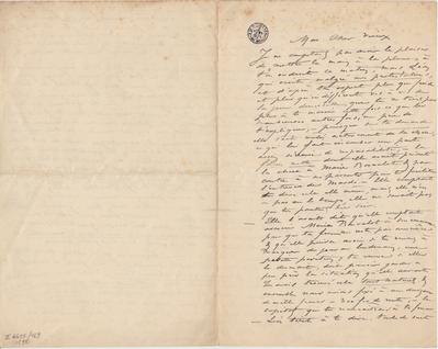 Lettre de Félicien Rops à [Léon?] [Dommartin?]. s.l., 0000/00/00. Bruxelles, Bibliothèque royale de Belgique, II/6655/469/98