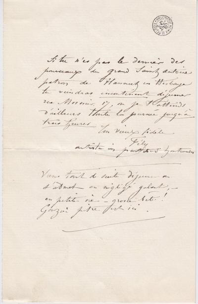Lettre de Félicien Rops à [Léon ?] [Dommartin ?]. Paris, 0000/00/00. Bruxelles, Bibliothèque royale de Belgique, II/6655/470/105