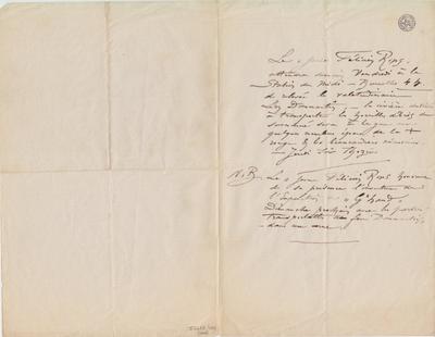 Lettre de Félicien Rops à Léon Dommartin. Mettet, 0000/00/00. Bruxelles, Bibliothèque royale de Belgique, II/6655/470/106