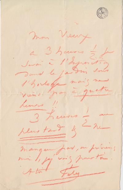 Lettre de Félicien Rops à [Léon ?] [Dommartin ?]. s.l., 0000/00/00. Bruxelles, Bibliothèque royale de Belgique, II/6655/470/111