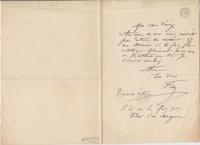 Lettre de Félicien Rops à [Léon ?] [Dommartin ?]. Paris, 1877/00/00. Bruxelles, Bibliothèque royale de Belgique, II/6655/470/113