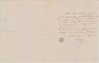 Lettre de Félicien Rops à Léon [Dommartin]. s.l., 0000/00/00. Bruxelles, Bibliothèque royale de Belgique, II/6655/470/117