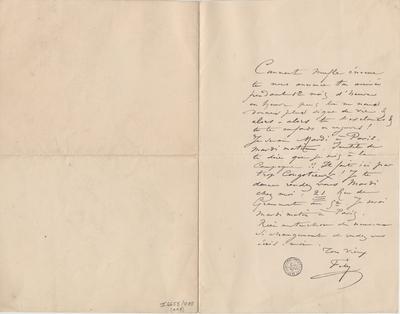 Lettre de Félicien Rops à [Léon ?] [Dommartin ?]. s.l., 0000/00/00. Bruxelles, Bibliothèque royale de Belgique, II/6655/470/118