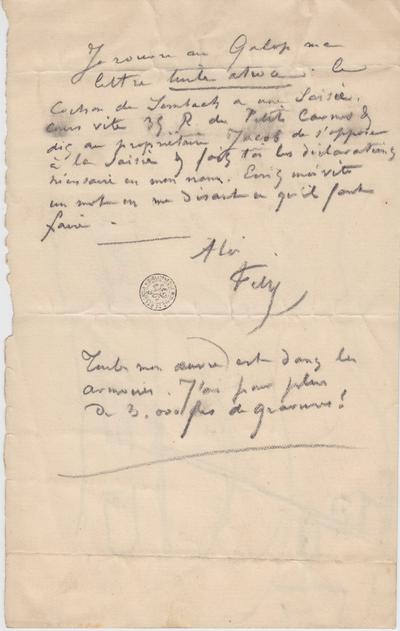 Lettre de Félicien Rops à [Léon ?] [Dommartin ?]. s.l., 0000/00/00. Bruxelles, Bibliothèque royale de Belgique, II/6655/470/123