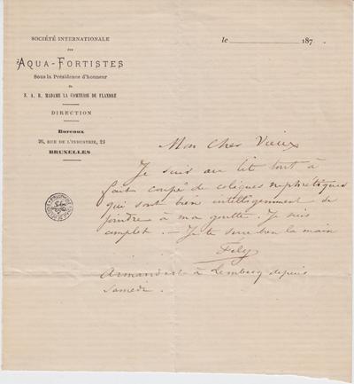Lettre de Félicien Rops à [Léon ?] [Dommartin ?]. s.l., 0000/00/00. Bruxelles, Bibliothèque royale de Belgique, II/6655/470/127