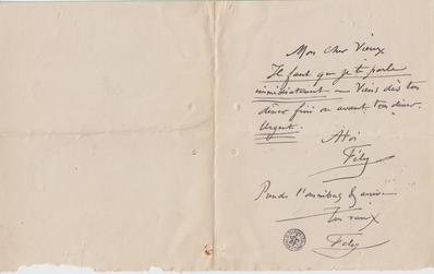 Lettre de Félicien Rops à [Léon] [Dommartin]. s.l., 0000/00/00. Bruxelles, Bibliothèque royale de Belgique, II/6655/470/18