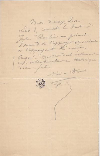 Lettre de Félicien Rops à [Léon] Dommartin. s.l., 0000/00/00. Bruxelles, Bibliothèque royale de Belgique, II/6655/470/2