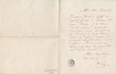 Lettre de Félicien Rops à Ernest Inconnu. s.l., 0000/00/00. Bruxelles, Bibliothèque royale de Belgique, II/6655/470/31