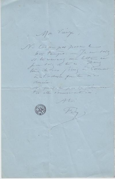 Lettre de Félicien Rops à [Léon] [Dommartin]. s.l., 0000/00/00. Bruxelles, Bibliothèque royale de Belgique, II/6655/470/35