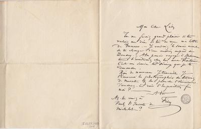 Lettre de Félicien Rops à Léon Dommartin. s.l., 0000/00/00. Bruxelles, Bibliothèque royale de Belgique, II/6655/470/41