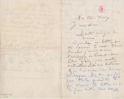 Lettre de Félicien Rops à Léon [Dommartin]. s.l., 0000/00/00. Bruxelles, Bibliothèque royale de Belgique, II/6655/470/5