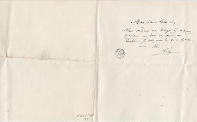 Lettre de Félicien Rops à Léon [Dommartin]. [Bruxelles], 0000/00/00. Bruxelles, Bibliothèque royale de Belgique, II/6655/470/53