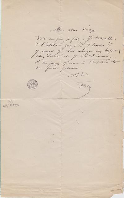 Lettre de Félicien Rops à [Léon ?] [Dommartin ?]. s.l., 0000/00/00. Bruxelles, Bibliothèque royale de Belgique, II/6655/470/54