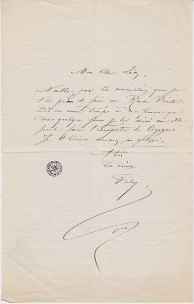 Lettre de Félicien Rops à [Léon] Dommartin. s.l., 1880/00/00. Bruxelles, Bibliothèque royale de Belgique, II/6655/470/60