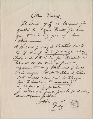 Lettre de Félicien Rops à [Léon ?] [Dommartin ?]. [Bruxelles], 0000/00/00. Bruxelles, Bibliothèque royale de Belgique, II/6655/470/67