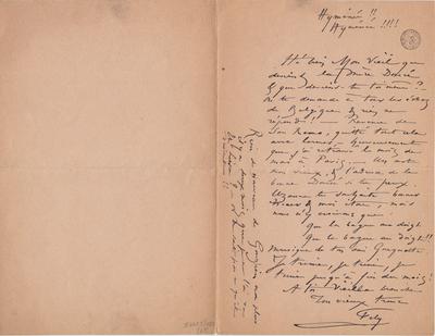 Lettre de Félicien Rops à [Léon] [Dommartin]. s.l., 0000/05/00. Bruxelles, Bibliothèque royale de Belgique, II/6655/470/69