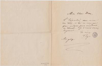 Lettre de Félicien Rops à [Léon] Dommartin. s.l., 0000/00/00. Bruxelles, Bibliothèque royale de Belgique, II/6655/470/71