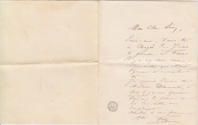 Lettre de Félicien Rops à Léon [Dommartin]. Mettet, 0000/00/00. Bruxelles, Bibliothèque royale de Belgique, II/6655/470/76