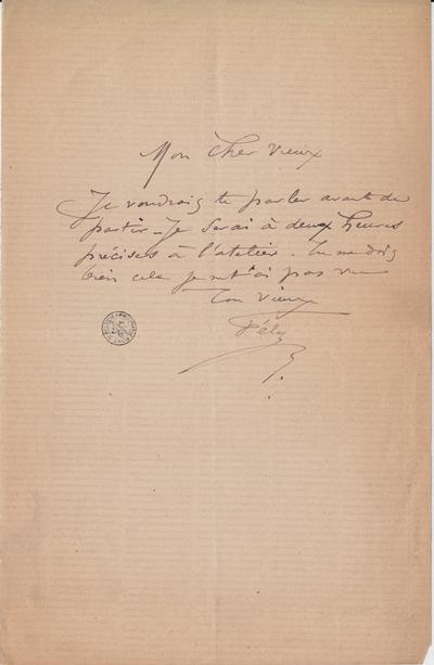 Lettre de Félicien Rops à [Léon ?] [Dommartin ?]. s.l., 0000/00/00. Bruxelles, Bibliothèque royale de Belgique, II/6655/470/82