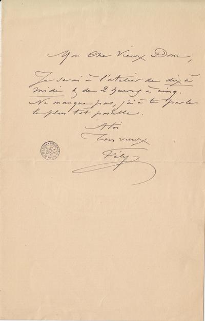 Lettre de Félicien Rops à [Léon] Dommartin. s.l., 0000/00/00. Bruxelles, Bibliothèque royale de Belgique, II/6655/470/83