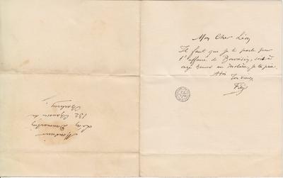 Lettre de Félicien Rops à Léon Dommartin. s.l., 0000/00/00. Bruxelles, Bibliothèque royale de Belgique, II/6655/470/87