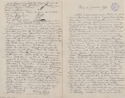 Lettre de Félicien Rops à [Armand] Rassenfosse. Paris, 1893/04/05. Bruxelles, Bibliothèque royale de Belgique, II/6957/19/116