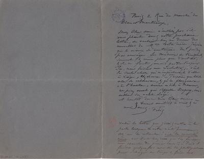 Lettre de Félicien Rops à [Armand] [Rassenfosse]. Paris, 1893/07/00. Bruxelles, Bibliothèque royale de Belgique, II/6957/19/125