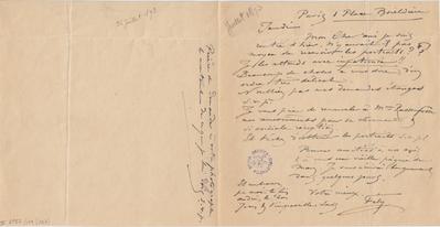 Lettre de Félicien Rops à [Armand] Rassenfosse. Paris, 1893/07/25. Bruxelles, Bibliothèque royale de Belgique, II/6957/19/127